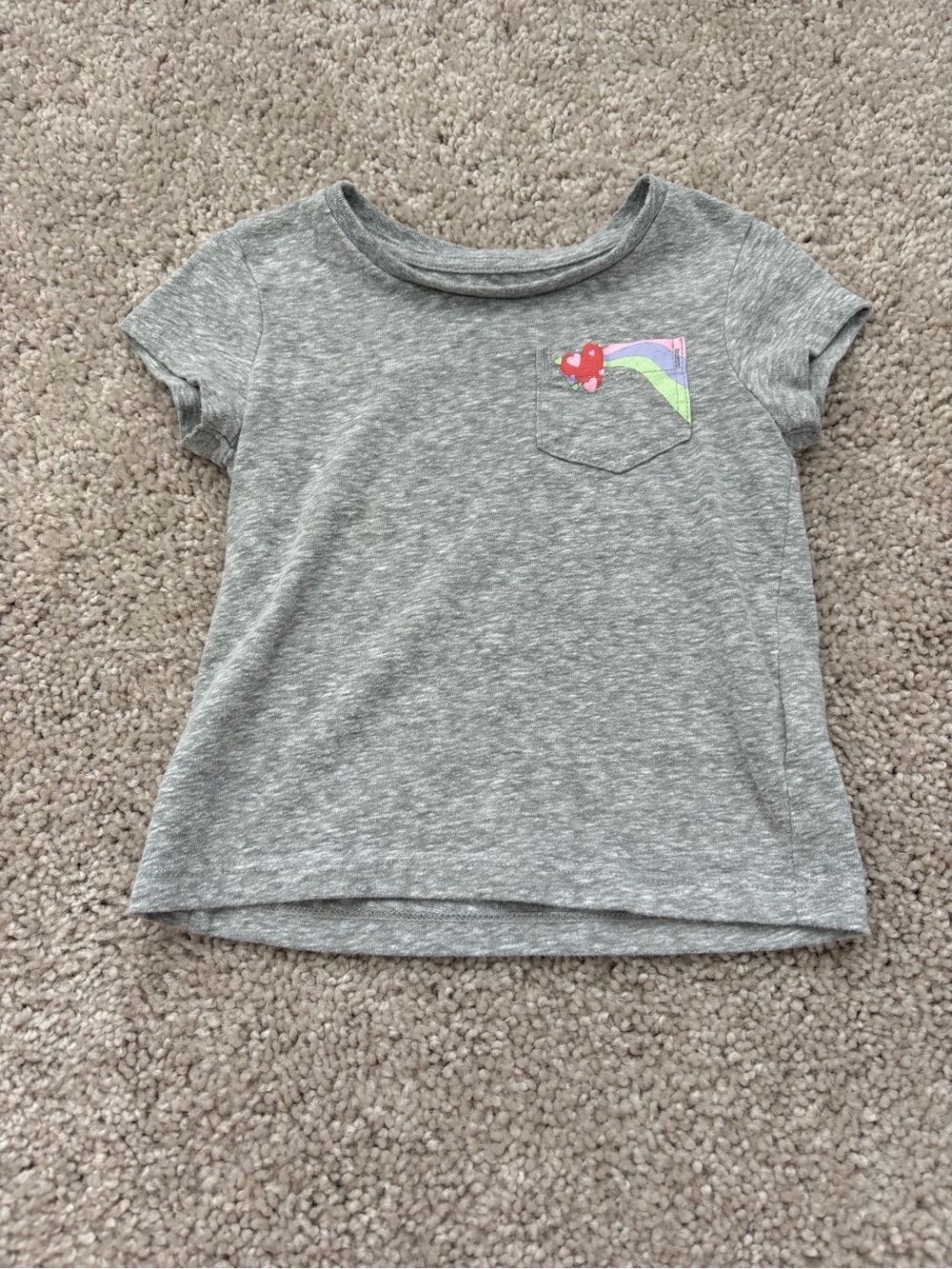 Falls Creek Heather Gray Short Sleeve Tee with Rainbow Heart Pocket